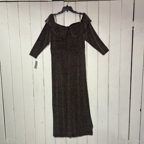 Alex Evenings Plus Size 16W Metallic Off-the-Shoulder Evening Dress Gown NWT - Picture 6 of 12